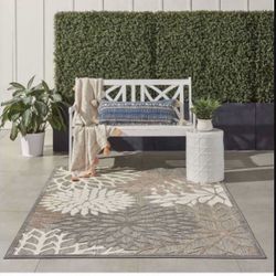 4ft X 6ft Nourison Aloha Indoor/Outdoor Natural 3'6" x 5'6" Area-Rug, Tropical, Botanical, Easy-Cleaning, Non Shedding, Bed Room, Living Room, Dining!