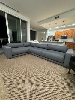 Gray Fabric L-Shaped Sectional Sofa
