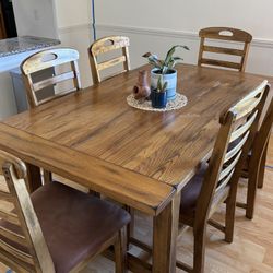 Solid Wood 6-Chair Dining Table
