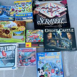 Lot Of 20+ Board Games, Puzzles And Cards