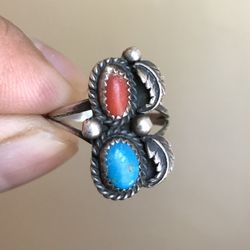 Vintage American Turquoise Sterling Ring Size 6.5
