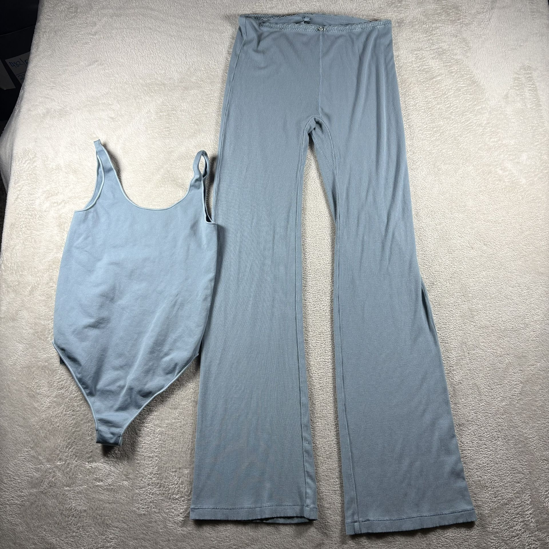 Skims Women's M/L Blue Set Loungewear Top and Bottom #2439