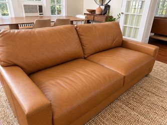 Pottery Barn Caramel Leather Sofa — $2,900