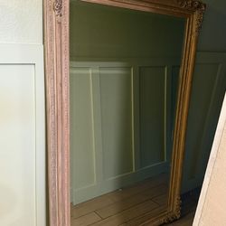 Large Decorative Beveled Mirror. Ornate Embossed Mirror