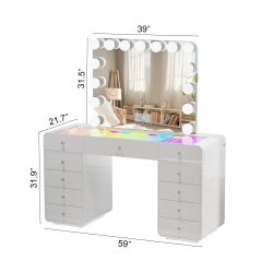 VANITII Catalina Vanity Desk with RGB light including vanity mirror