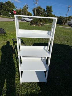 White 5-Tier Bookshelf Ladder Shelf