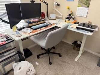 L shaped sit stand desk