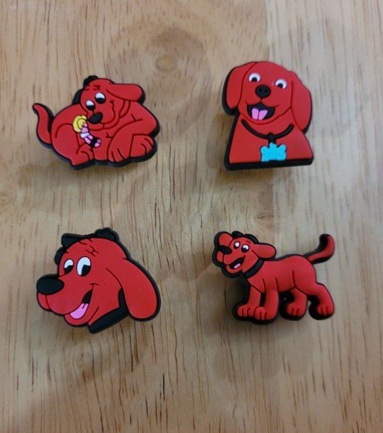 Lot Of 4 Croc Charms Clifford The Red Dog
