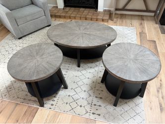 Living Spaces 3-Piece Coffee Table & Side Table Set – Grey/Black