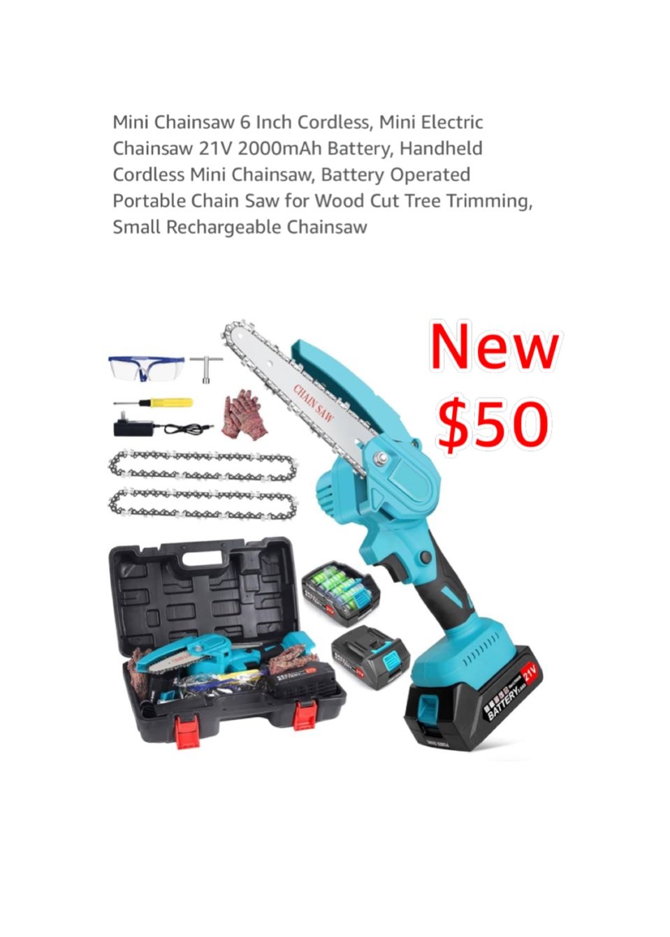 New Mini Chainsaw 6 Inch Cordless, Mini Electric Chainsaw 21V Battery, Handheld Cordless Mini Chainsaw, Battery Operated Portable Chain Saw $50