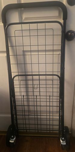 Black Metal Wire Rolling Shopping Cart