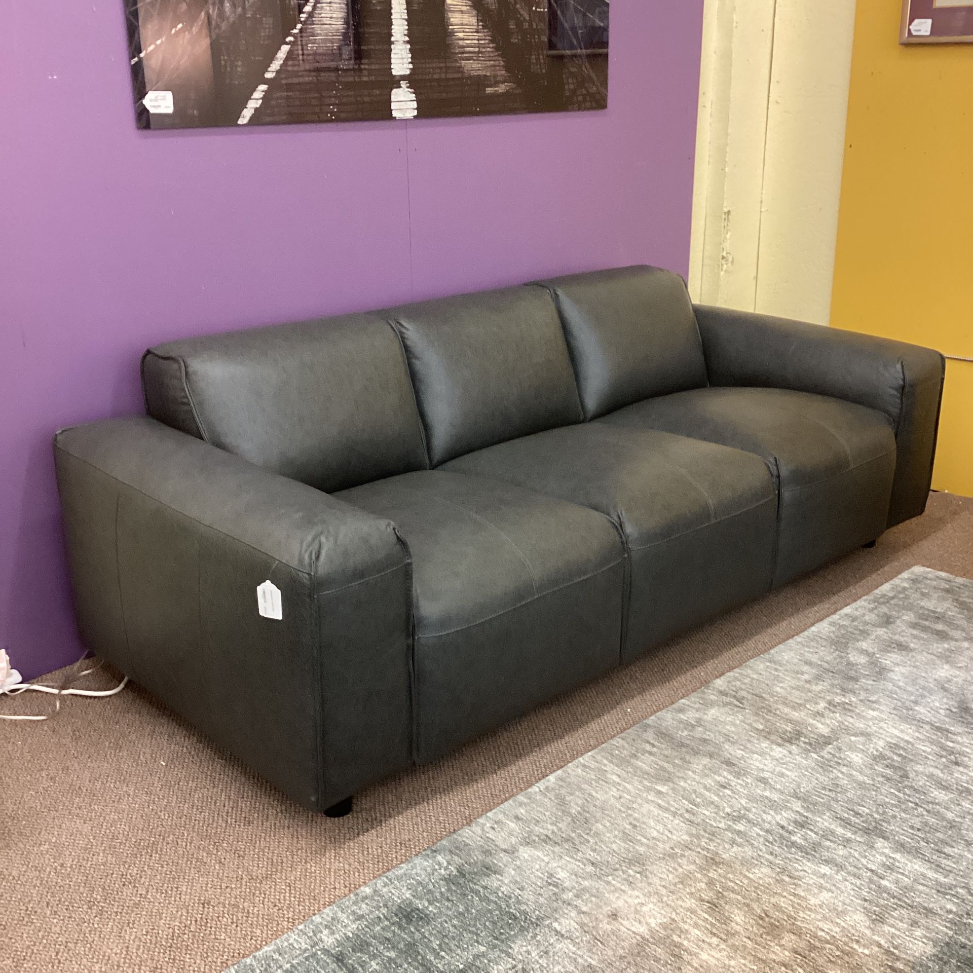 Premium Dark Leather Sofa