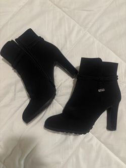 Black Suede Heeled Ankle Boots Size 9