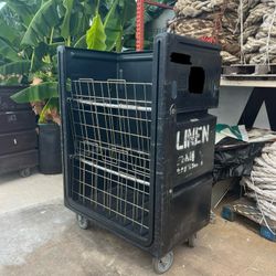 Plastic Rolling Laundry Cart 48” Commercial Linen Trolley Carrito de Lavandería Casters