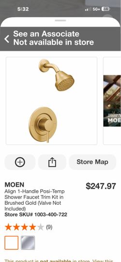 Moan Align 1-Handle Posi-Temp Shower Faucet Trim Kit in Brushed Gold (Valve Not Included)
