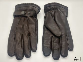Brown Leather Gloves w/ Touch Screen