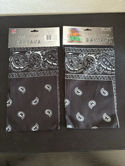 Lot of 2 New Black Paisley Bandanas 100% Cotton 21.5" x 21.5" Headwear Scarves