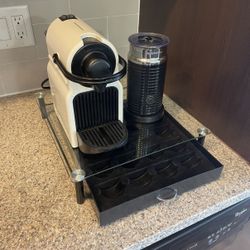 Nespresso Inissia Espresso + Frother + Glass Storage