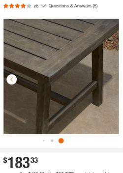 Outdoor Wood Slat Patio Dining  grey Table, NEW mesa de patio nueva,gris