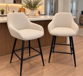 Set of 2 Upholstered Counter Stools