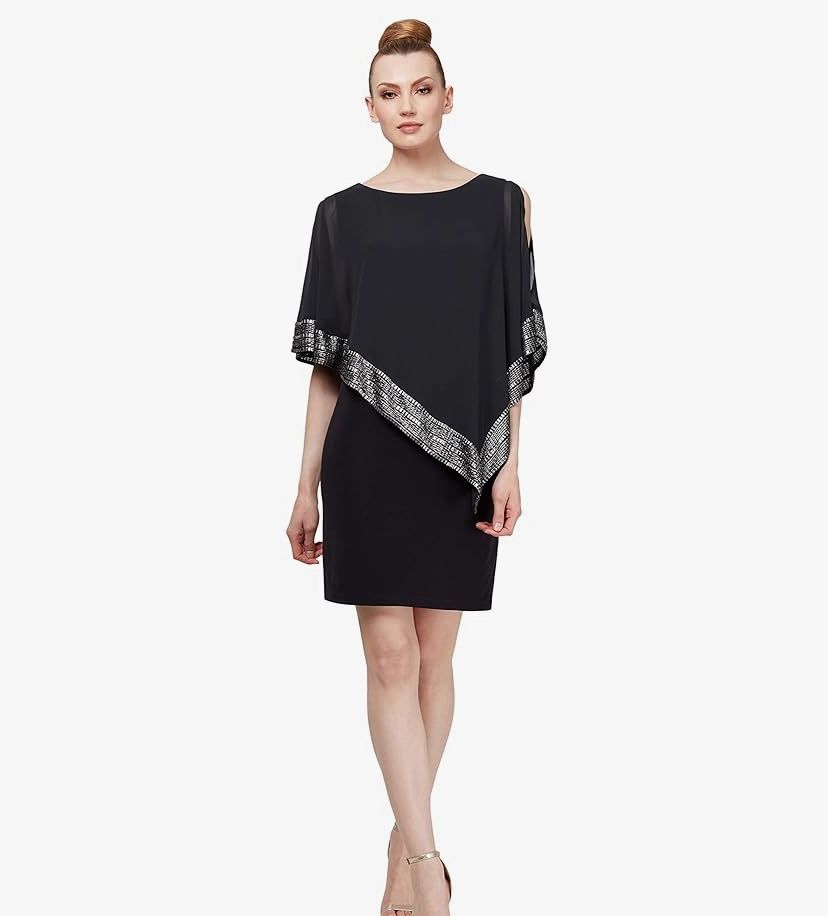 SL Fashions Foil Trim Popover Midi Dress size 16