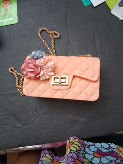 Peach Flower Clutch Purse