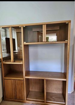 Oak Wood Entertainment Center Wall Unit