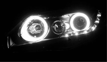 Black G3 Halo LED Strip Projector Headlights For 06-11 Honda Civic Sedan 4Door