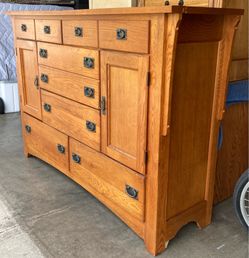 Mission Oak 10 Drawer Dresser Chest of Drawers