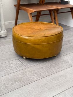 Vintage Mid-Century Modern Vinyl Ottoman
