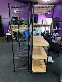 Black Wire Metal Shelving Units – Set of 2