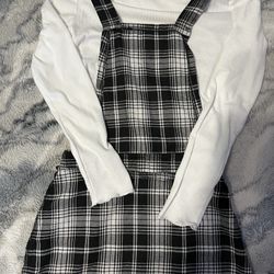 Plaid  Jumper with  White Long Sleeve Shirt Size X Small