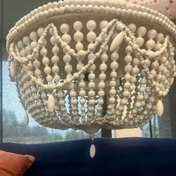 Chandelier Flush To Ceiling Mount. Wooden Beads.