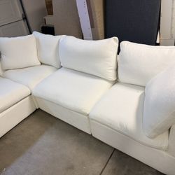 Modern White Sectional Sofa with Chaise - Clean & Stylish (Delivery Available)