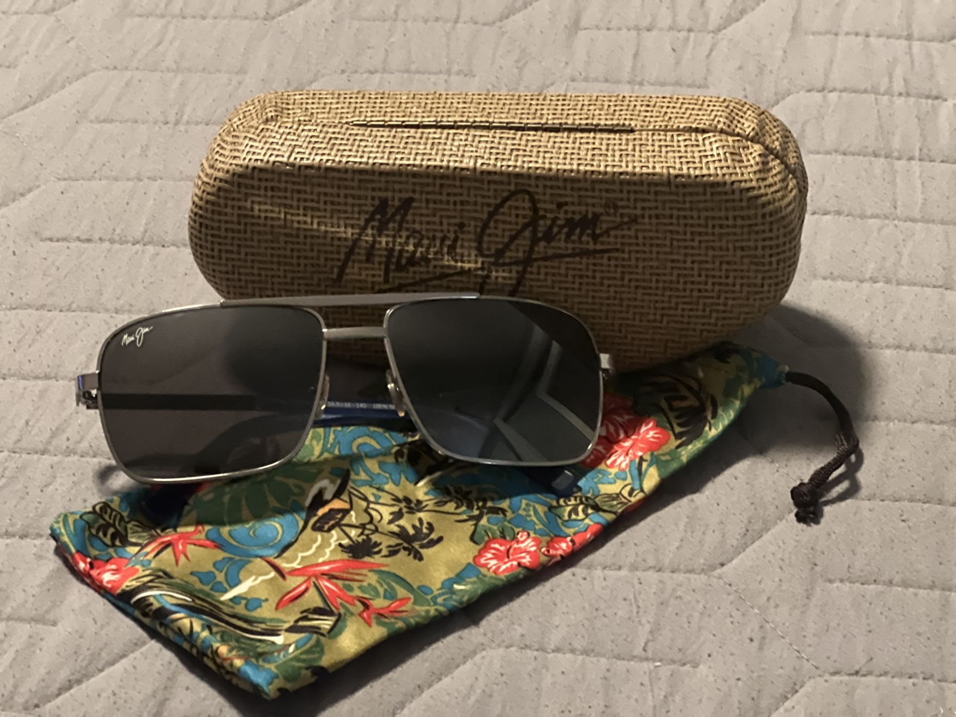 Maui Jim Compass 714 17 Silver Polarized Aviator Sunglasses