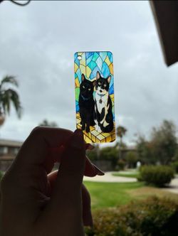 Hand made Cat Stained Art Keychain