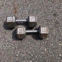 2-35lbs Cast Iron Dumbbells 