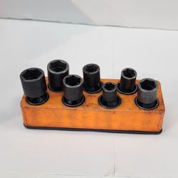 Snap On 7pc 1/2" Drive 6-point Metric Impact Swivel Socket Set IPFM