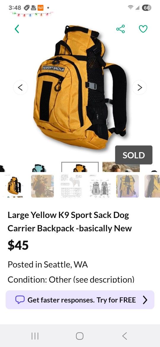 K9 BACK PACK GOLD