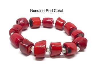 Red Genuine Coral Stretchy Handmade Bracelet Approximately 6inches