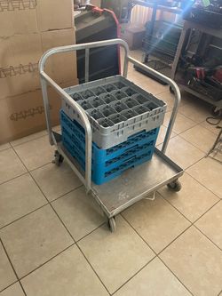 Metal cup/glass rack cart