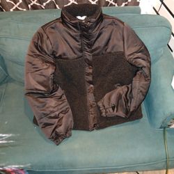 TIME And TRU Womens (Lg) Black Mixed Media Jacket