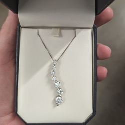 CZ Sterling Silver Journey Pendant Necklace 