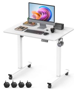 White Small Electric Standing Desk