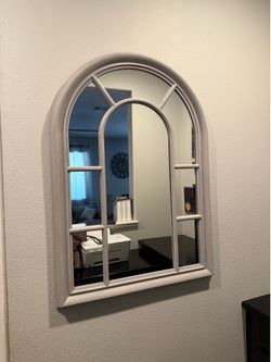 Gray arched mirror