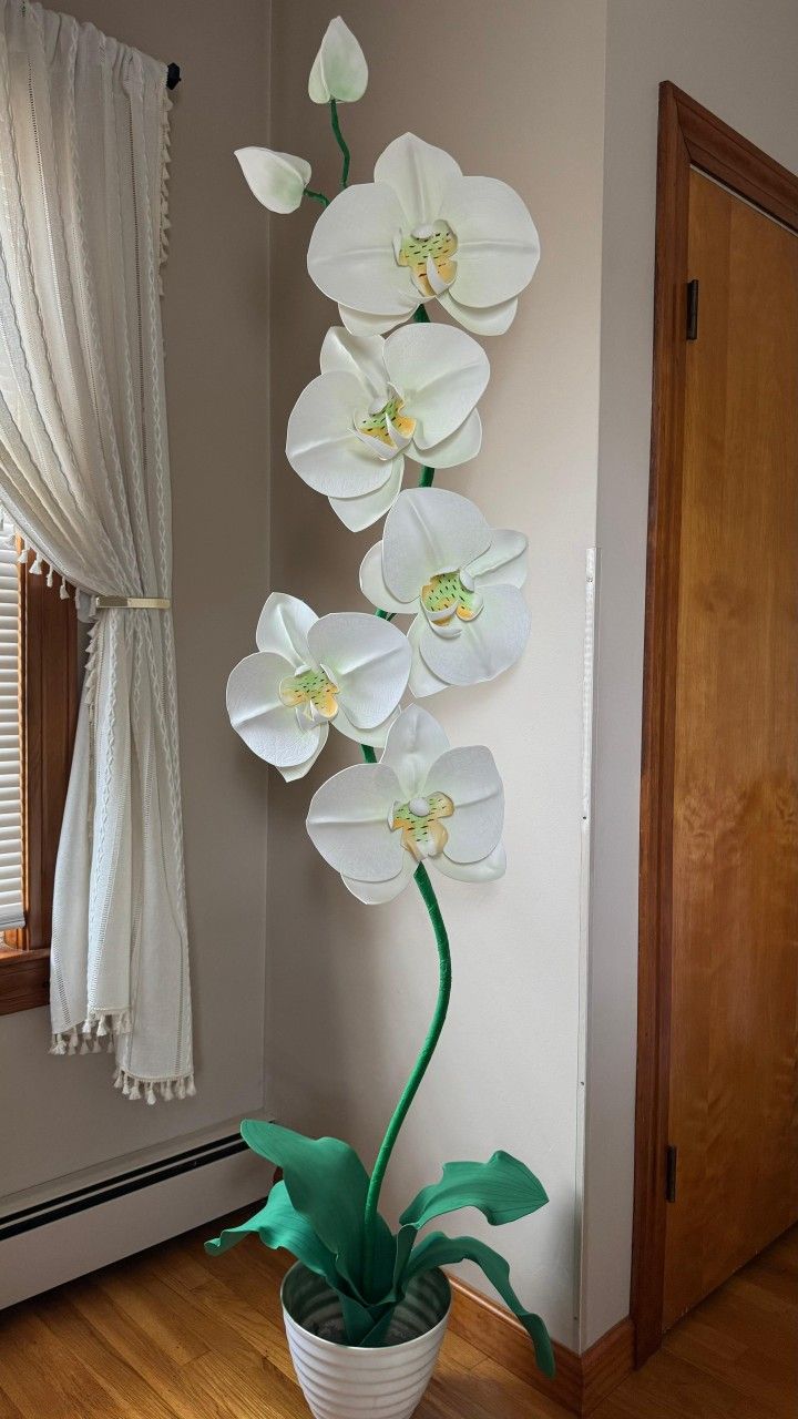 🌿 Giant Handmade Orchid – Wedding, Event, Home Decor (6 ft Tall)