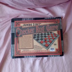 Checker Rug Game 3 in 1 Checkers and Tic-Tac-Toe (28" x 28") New