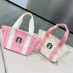 ☆ White Or PINK ☆ Starbucks Tote Bag Canvas ☆ Cup Mug Tumbler Hot Cold Stanley ☆$20 EACH☆