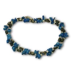 Blue and Silver Beaded Bracelet with magnetic beads and closure