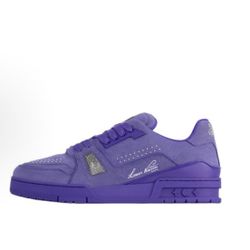 LOUIS VUITTON Trainer 2025 Early Spring Men's Series Round Toe Lacing Low-top Sneakers Men's Purple(197)82